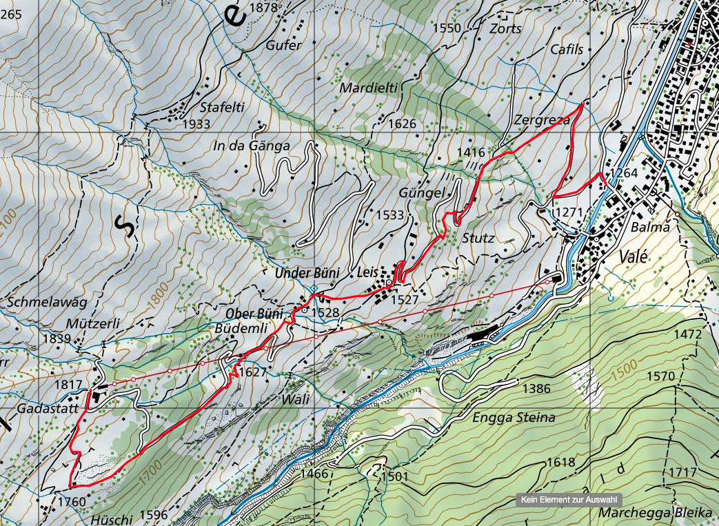 Gemütliche Talwanderung: Von der Bergstation Gadastatt führt Wanderung die via Moos und Leis nach Vals. 
