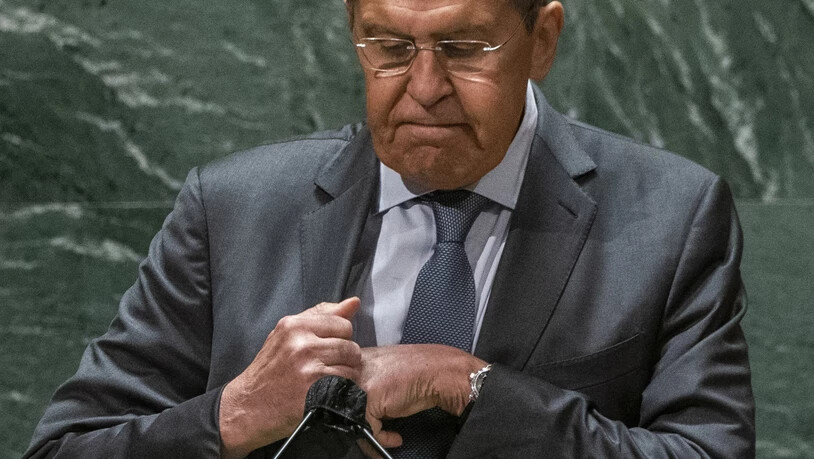 Der russische Außenminister Sergej Lawrow nach seiner Rede bei der Sitzung der UN-Generalversammlung in New York. Foto: Eduardo Munoz/Pool Reuters/dpa